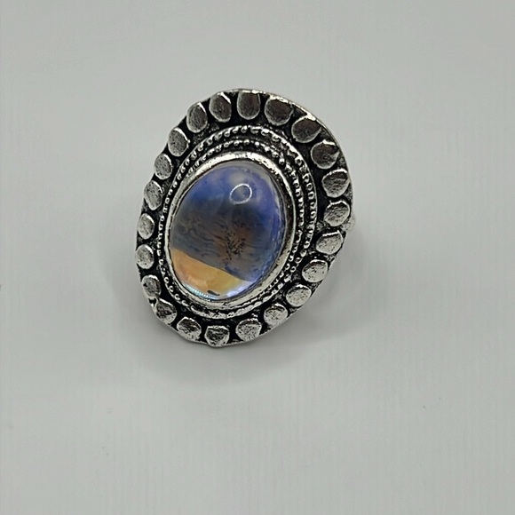 NEW Vintage Shiny Aura Moonstone Oval Adjustable Ring - Picture 3 of 5